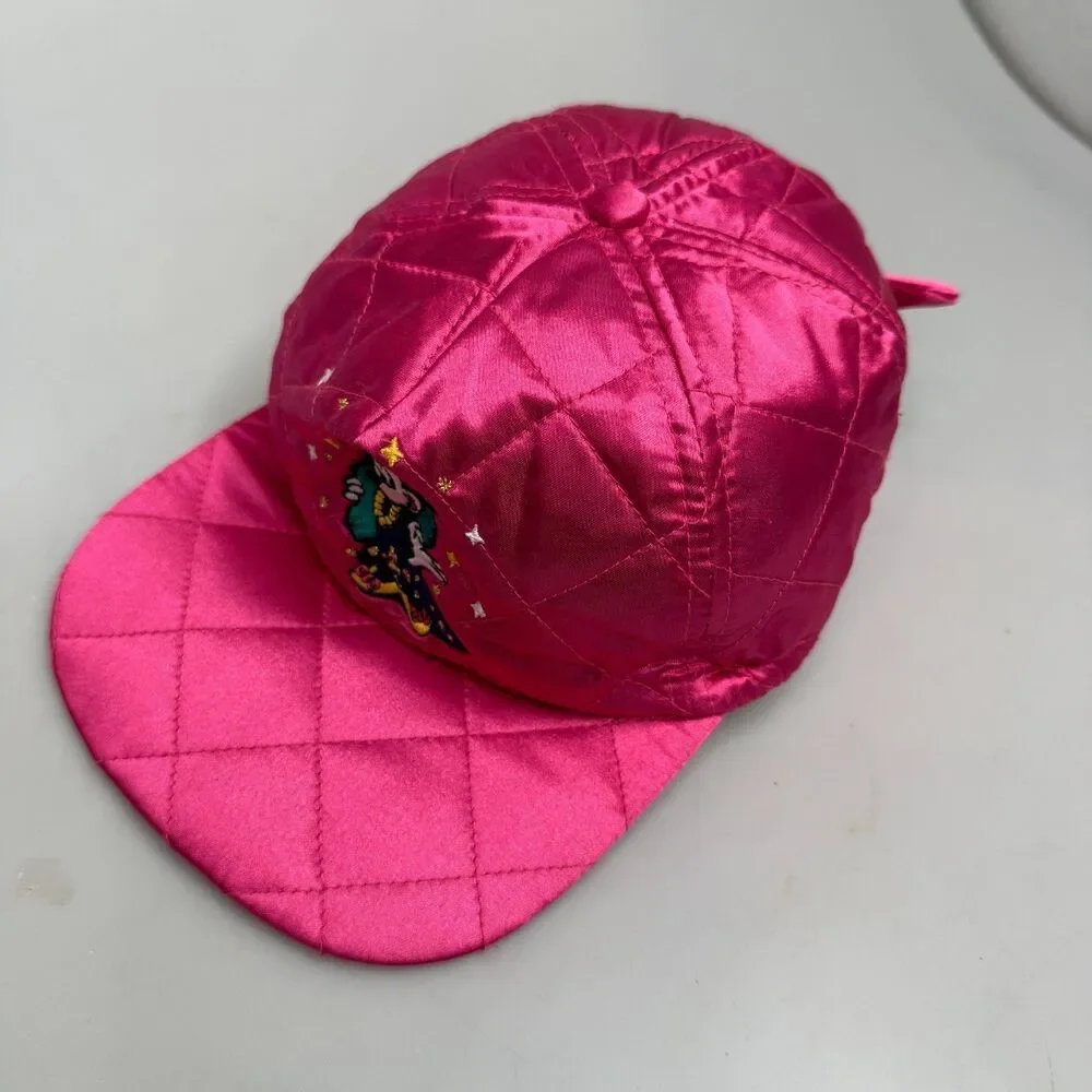 Minnie Mouse Glamour Vintage Quilted Disney Store Hat Cap Pink Satin 4-6X